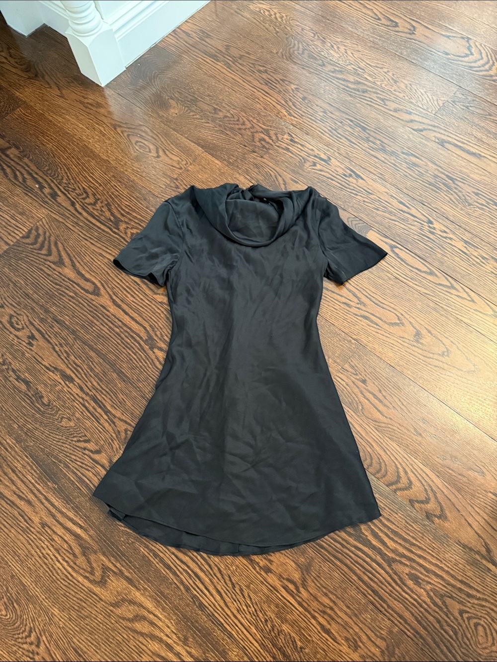 Black staud silky dress